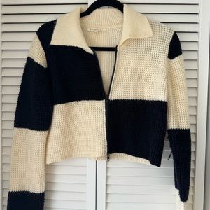 Checkered sweater with zipper